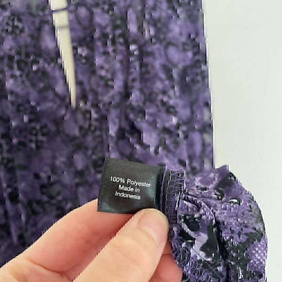 LANE BRYANT Plus Size Purple Black Snake Snakeskin Animal Cutout Long Sleeve Top - Picture 9 of 12